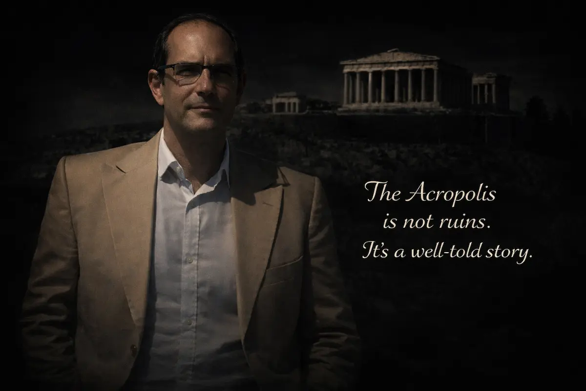 Tour guide Alex Elpiadis — dark theme