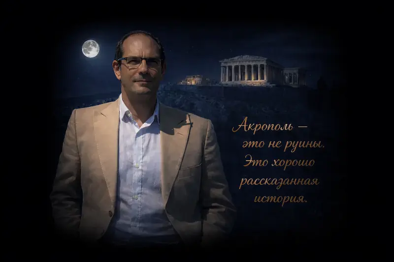 Гид Алексей Элпиадис проводит экскурсии по Афинам на русском языке (ночная тема)