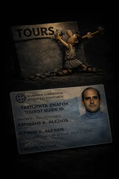 Tour guide license — dark theme